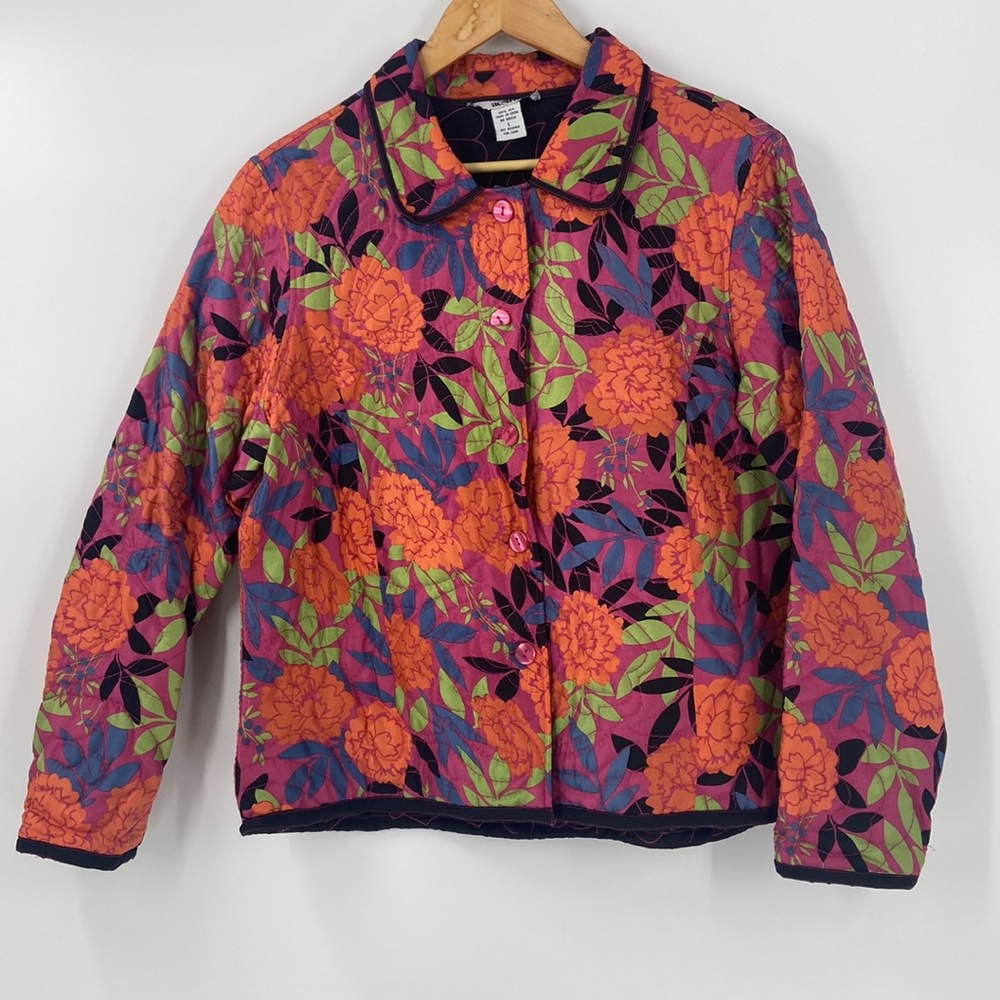 Quilted Silk multi color shades of fall button front lightweight autumn jacket